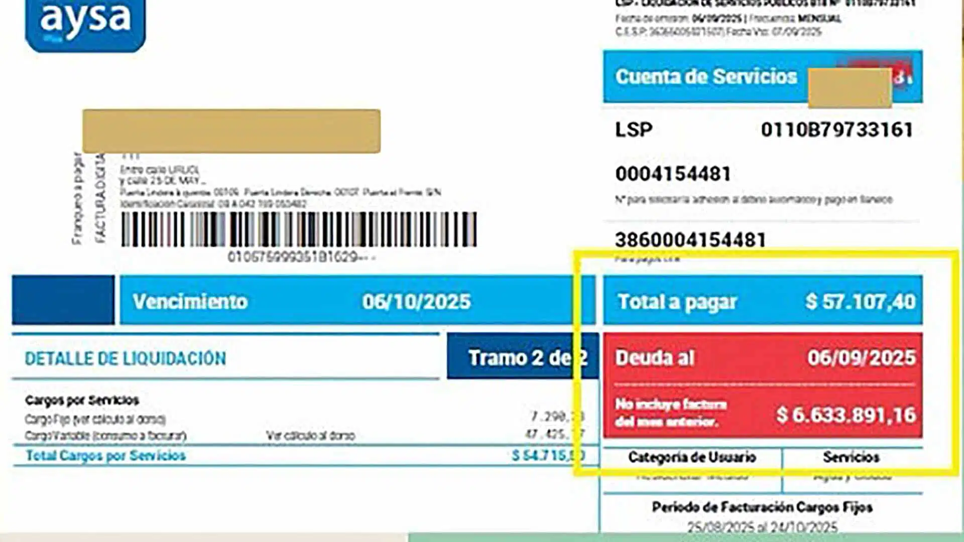 Deuda millonaria Aysa